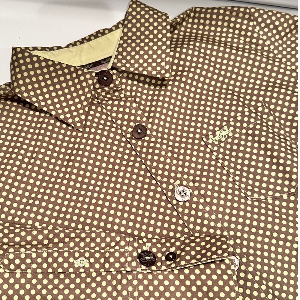 Cruel Girl‎ Polka Dot Western Button Up Shirt Women's Large Y2K Cowgirl Green